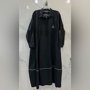3TX Black Long Sleeve Notched Collar Shirt Dress